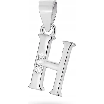 Přívěsek STŘÍBRNÝ PŘÍVĚSEK PŘÍVĚSEK Dámský ryzost 925 Písmeno písmeno H s zirkony