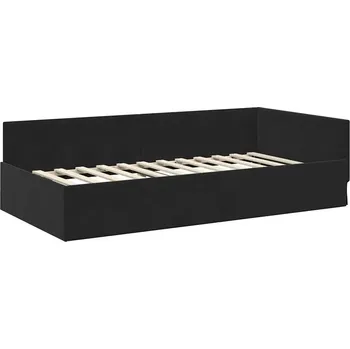 Postel Rám postele rohový S čelem Černý 90 cm x 200 cm látka