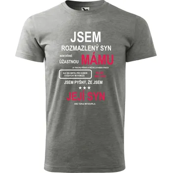 Pánské tričko Pánské tričko Jsem rozmazlený syn - mám děsně úžasnou mámu Barva: ŠEDÁ, Velikost: 5XL