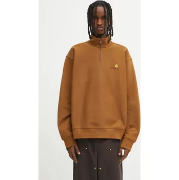 Pánská mikina Mikina Carhartt WIP Half Zip American Script, XL, hnědá, 82X