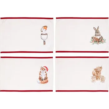 prostírání Wrendale Designs Látkové prostírání Wrendale Designs "Winter Woodland", 4 ks - Vánoční zvířátka
