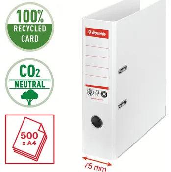 ESSELTE Pořadač pákový Esselte CO2 neutrální - A4 / hřbet 7,5 cm / bílá 302986