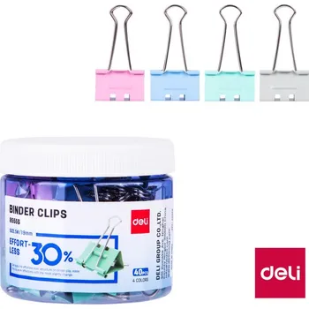 Kancelářská sponka Deli Klipy kovové pastelové DELI - 19 mm / 40 ks 578610