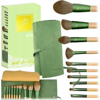 Kosmetický štětec Sada štětců V POUZDRU Gold Dust beauty pro líčení obličeje a očí, zelená makeup