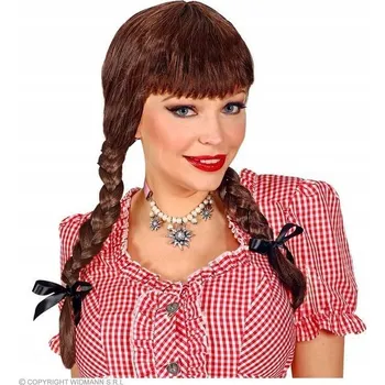 Karnevalová paruka HNĚDÁ BAVORSKÁ PARUKA S COPÁNKY BAVORSKÝ STŘIH HNĚDÁ