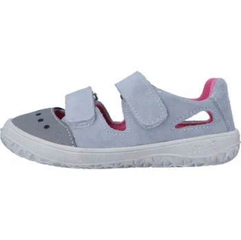 Dívčí obuv Jonap barefoot kožené sandálky Fella šedá růžová Velikost: 27