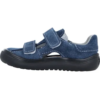 Dívčí sandály Jonap barefoot kožené sandálky Daisy modrá riflovina Velikost: 29