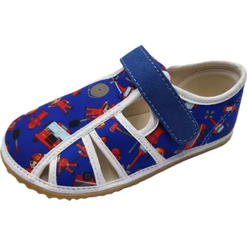 Chlapecká obuv Jonap barefoot bačkůrky HOME New modrý hasič Velikost: 28