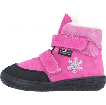 Chlapecká zimní obuv Jonap zimní kožené barefoot boty s membránou Jerry růžová devon vločka Velikost: 23