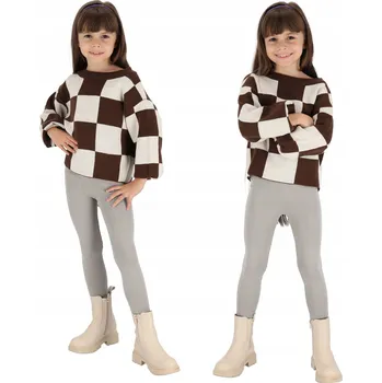 ZATEPLENÉ DÍVČÍ LEGÍNY BAVLNA MELANŽOVÉ 116