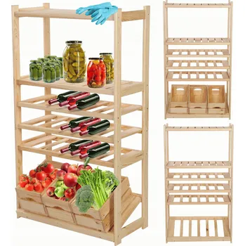 Dílenský regál Dřevěný skladový regál Wamar-Sosenka 124,2 x 70 x 33 cm, nosnost až 50 kg na polici