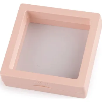 Dárková krabička Výprodej - Krabička s průhlednou fólií k vystavení zboží a dárkovému balení 7x7 cm - pudrová Varianta: 2 pudrová, Balení: 1 ks