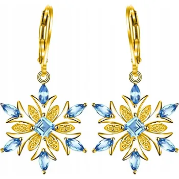 Náušnice Zlaté náušnice sněhové vločky na Vánoce, stříbro pozlacené, ryzost 925