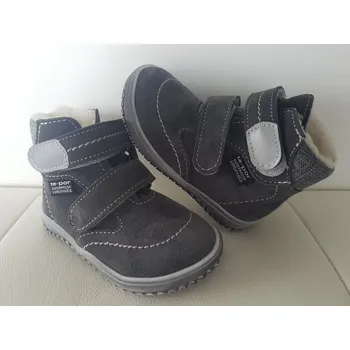 Chlapecká zimní obuv Jonap zimní kožené barefoot boty s membránou B5 šedá Velikost: 20
