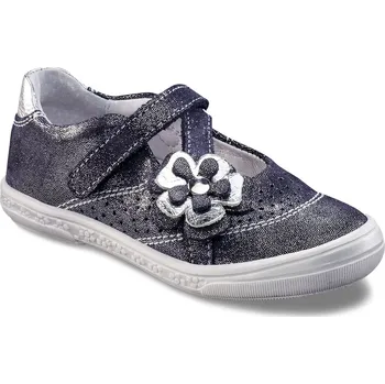 Dívčí baleríny Kožené balerínky Richter 3011.732.7201 modrostříbrná Velikost: 26