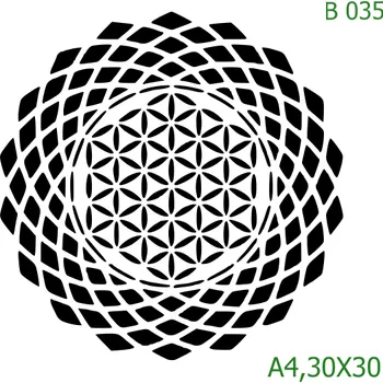 Plastová šablona pro malování - Mandaly a dortovky - Mandala (B035) - 30 x 30 cm , Lepící fólie