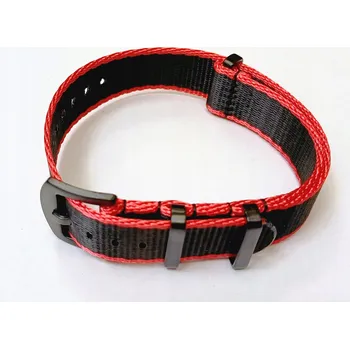 Řemínek na hodinky DLOUHÝ TEXTILNÍ ŘEMÍNEK NATO 22MM ČERNÝ ČERVENÝ + TELESKOPY + NÁŘADÍ - PREMIUM