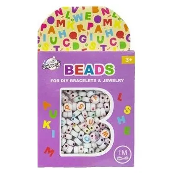 Dětské navlékací korálky Rappa Sada korálků - písmenka bílé + 1 metr provázek