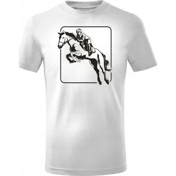 Dětská móda Jezdecké tričko pro děti s koněm bílá 158