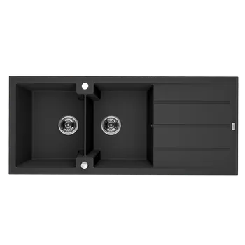 Granitový dřez Laveo Canaria, 2-komorový granitový dřez 1160x500x207 mm, černá, LAV-SPC_B21T