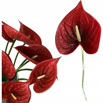 umělá květina ANTURIE ČERVENÁ KVĚTINA STONEK UMĚLÉ KVĚTY KYTICE DEKORACE VÁZA 33cm