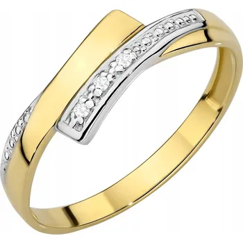 Prsten UNIKÁTNÍ ZLATÝ PRSTÝNEK 585, Vlnitý, se zirkony, 14k vel. 19