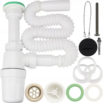 Sifon Merflow Sifon lahvový k umyvadlu s ohebnou odpadní trubkou, rozeta + zátka