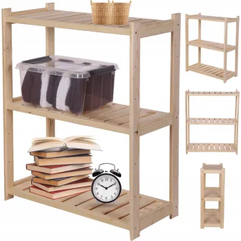 Dílenský regál Dřevěný regál Wamar-Sosenka 3 police, nosnost 50 kg, 85,5x70x33 cm