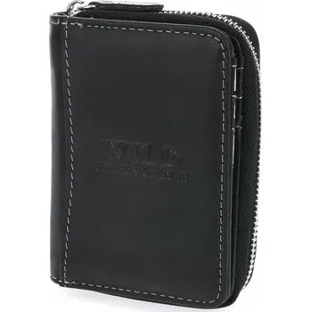 Peněženka Kožená pánská peněženka svislá WILD malá skladná peněženka pravá kůže