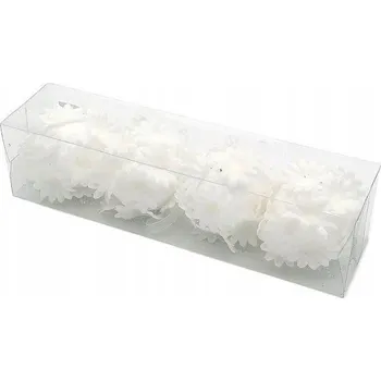 Vánoční dekorace Vánoční Baňky třpytivé bílé květy, vánoční přívěsky, 6 cm, 4 ks