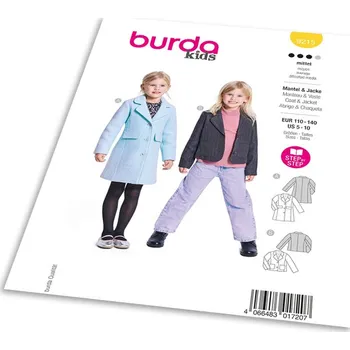 Volný čas Střih Burda 9215 - Dívčí kabát a sportovní sako z buklé