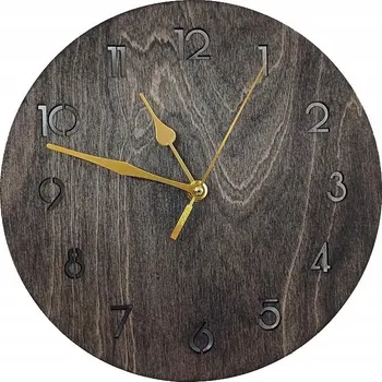 Hodiny Nástěnné hodiny - průměr 24cm, černé mořidlo, zlaté ručičky
