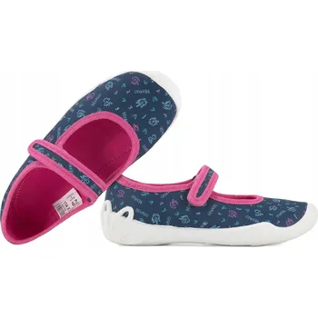 Dívčí obuv BEFADO 114X517 BALERÍNKY TEXTILNÍ DOMÁCÍ DÍVČÍ PAPUČE Tmavě modrá 26