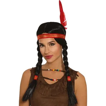 Karnevalová paruka GUIRCA Dámská indiánská paruka s čelenkou