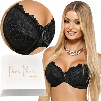 Podprsenka Push-Up Podprsenka Zvětšující Krajková Vyjímatelné Vycpávky Černá 65F