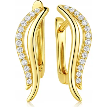 Náušnice Zlaté náušnice 925 Zirkon Anglické zapínání Gravírování