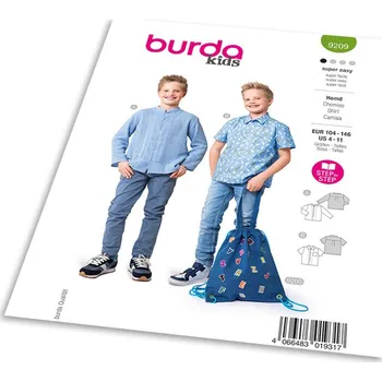 Střih Burda 9209 - Chlapecké tričko se stojáčkem a košile s krátkým rukávem a náprsní kapsou