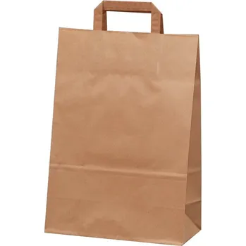 Nákupní taška Tašky papírové plochá ucha - hnědá / 230 x 100 x 320 mm 279629