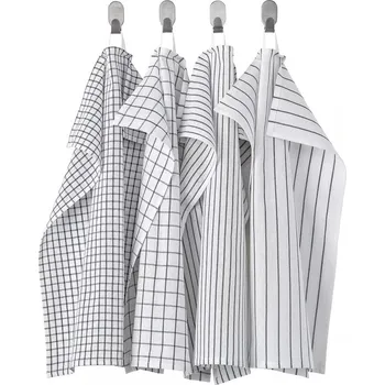 Utěrka RINNIG sada 4 kuchyňských utěrek bílá/tmavě šedá 45×60 cm