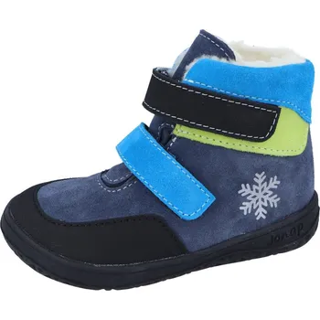 Chlapecká zimní obuv Jonap zimní kožené barefoot boty s membránou Jerry modro modrá Velikost: 22