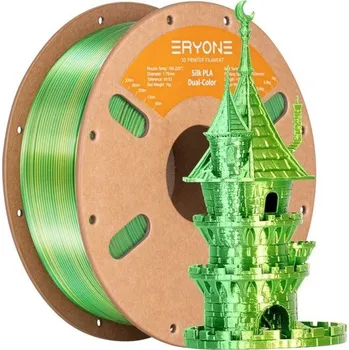 Duální hedvábný filament 1,75 mm Zelená a žlutá 3 kg Lesklý přechod pro dekorativní modely hladké vrstvy přesné tvoření