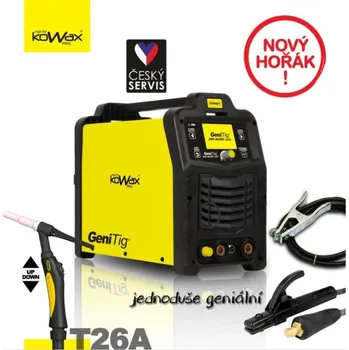 Kowax GeniTig 220 AC/DC LCD Svářecí invertor + svařovací hořák TIG 26 4m UP/DOWN + svařovací kabely 25mm/3m + plynová hadička