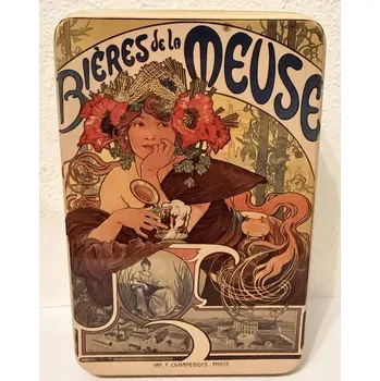 Dóza na potraviny Plechová dóza - plechovka Alfons Mucha Biéres de la Meuse