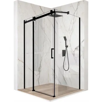 Sprchový kout čtvercová posuvná černá 90x90 cm sklo 8 mm + povrchová úprava