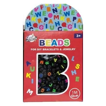 Dětské navlékací korálky Rappa Sada korálků - písmenka černé + 1 metr provázek