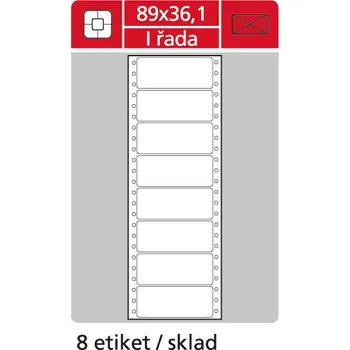 Samolepící etiketa SK Label Tabelační etikety s vodící drážkou - 89 x 36,1 mm jednořadé 4000 etiket / 500 skladů 33494