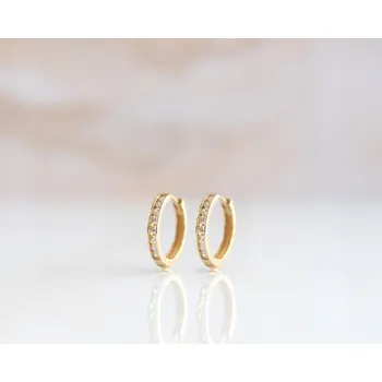 Náušnice Lillian Vassago Kroužkové zlaté náušnice s čirými zirkony 1,5 cm LLV98-GER084Y