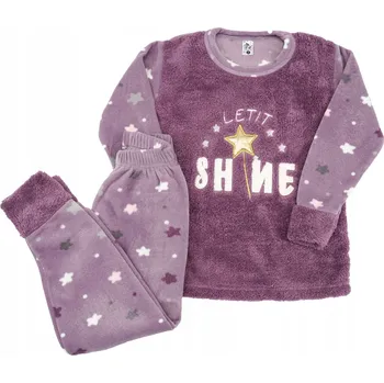 Dámské pyžamo Teplé fialové pyžamo z fleecu s hvězdičkami, dlouhý rukáv, velikost 116/122, plyšové