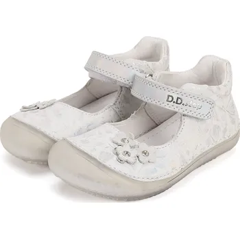 Dívčí polobotky DDstep Kožené barefoot balerínky D.D.step H063-51878 Silver Velikost: 35