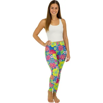 Dámské legíny NOVINKA- Dámské dlouhé legíny se vzorem- Žluté květy